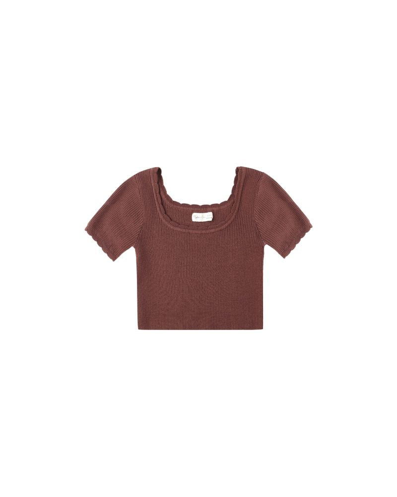 SCALLOP TEE || BURGUNDY