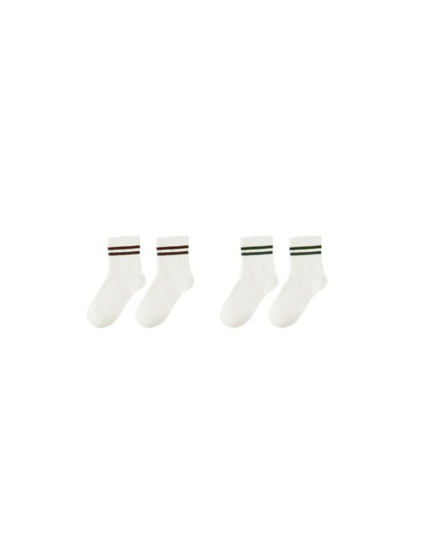 STRIPE SOCKS, SET OF 2 || BROWN + GREEN STRIPE