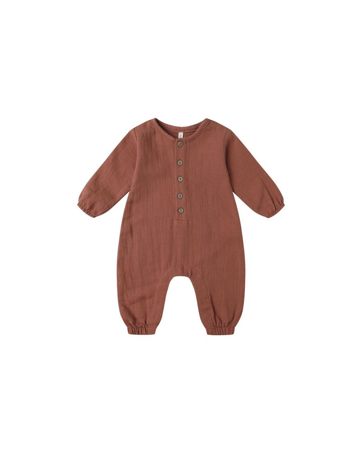 WOVEN JUMPSUIT || CRANBERRY