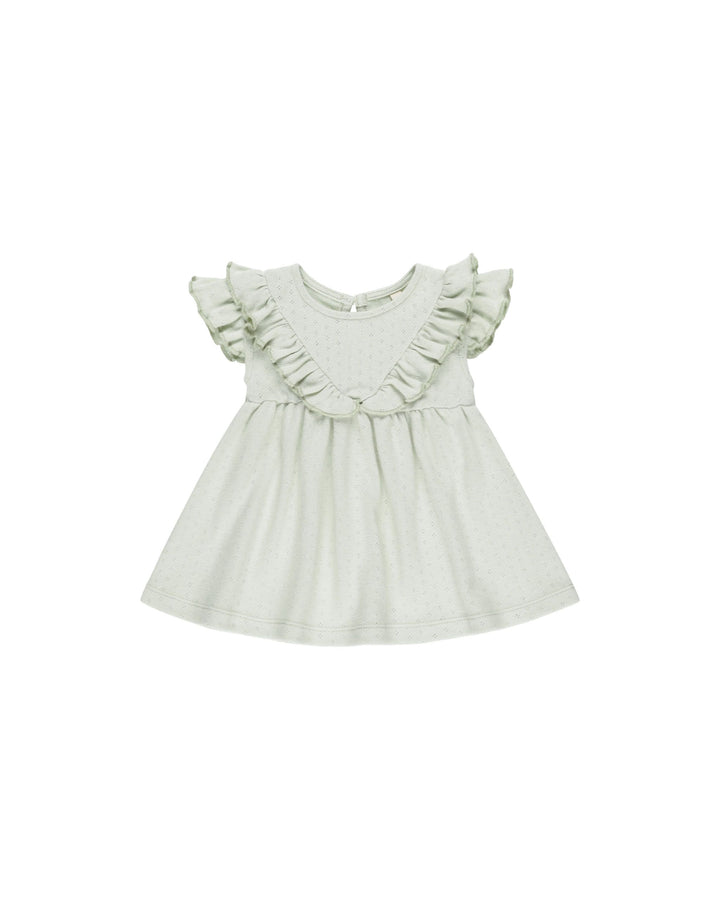 SLEEVELESS RUFFLE V DRESS || MINT
