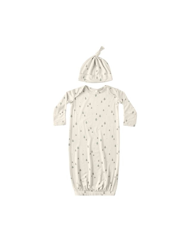 BAMBOO BABY GOWN + HAT SET || TREES