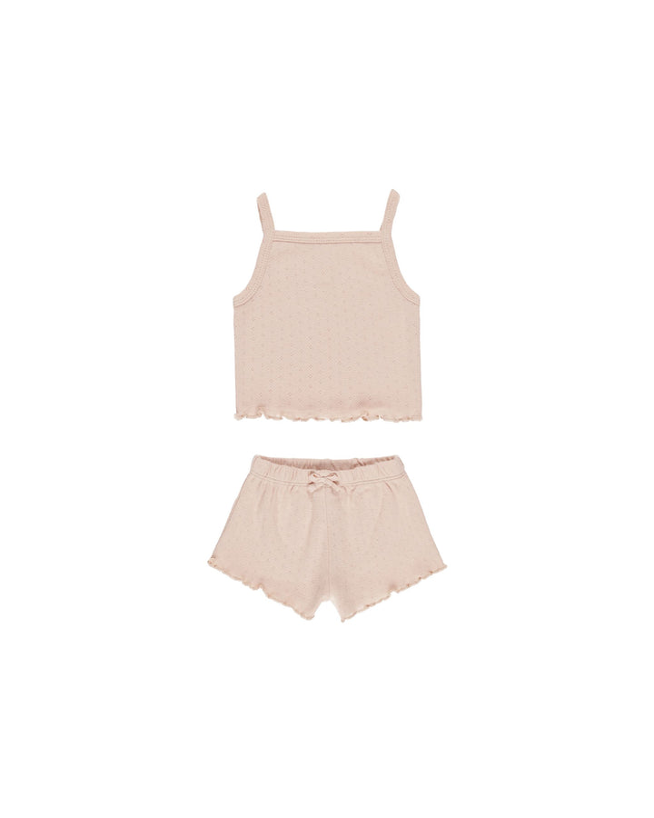 POINTELLE TANK + SHORTIE SET || MELON