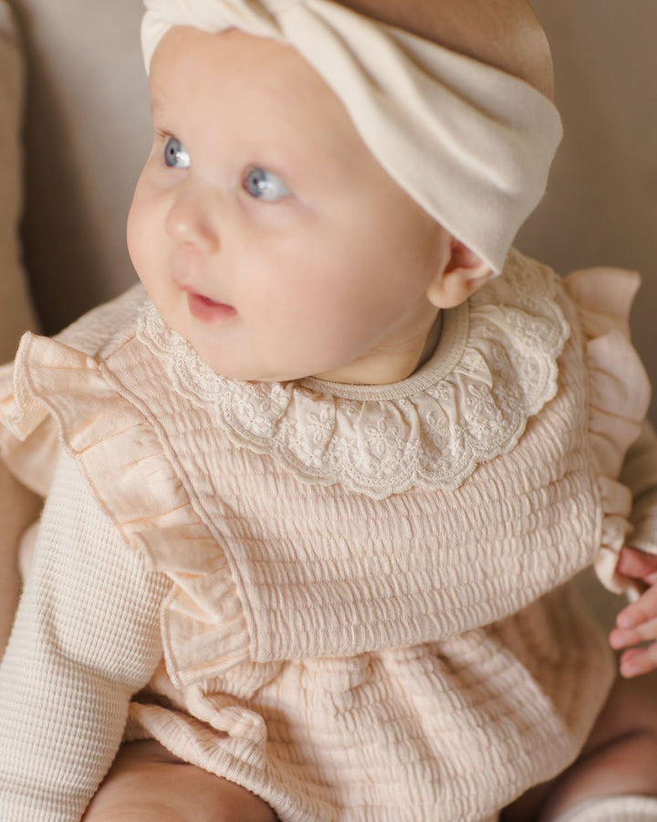 RUFFLE BUBBLE ROMPER || ANTIQUE