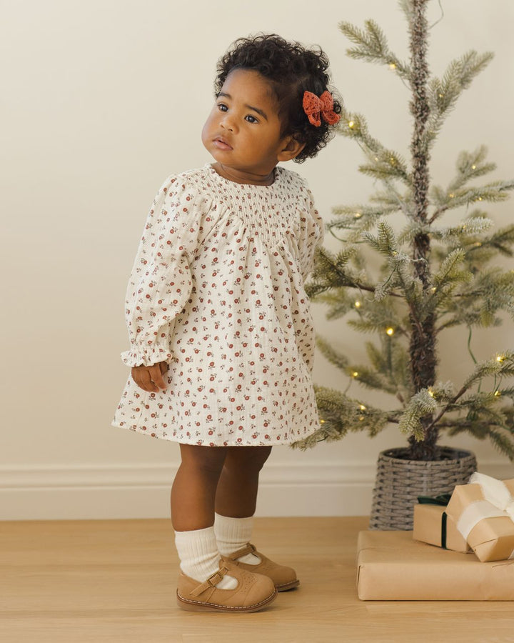 V SMOCKED DRESS || WINTER DITSY