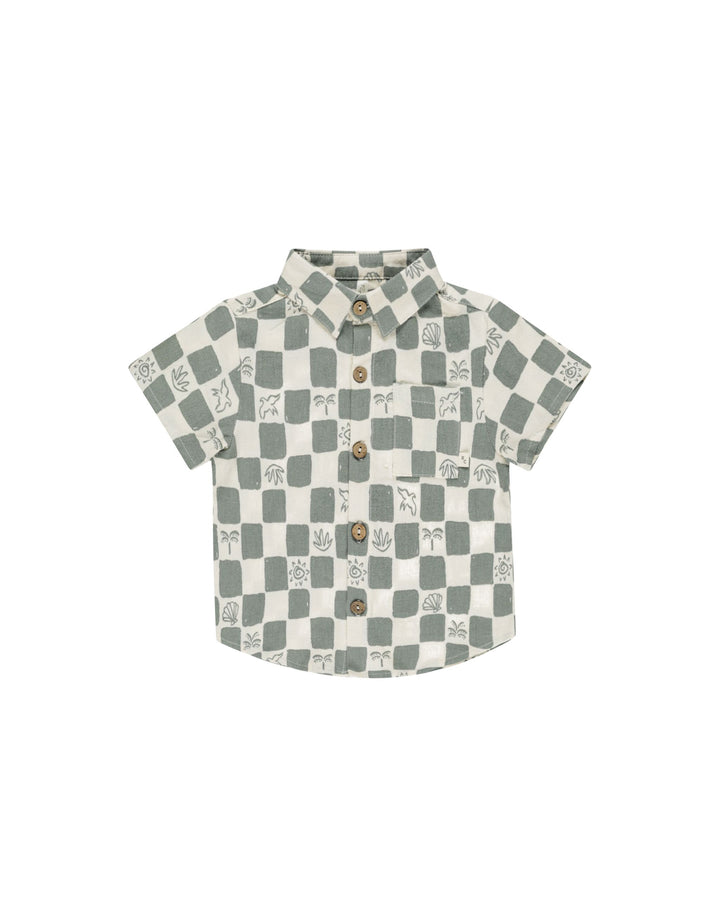 COLLARED SHORT SLEEVE SHIRT || COASTAL CHECK