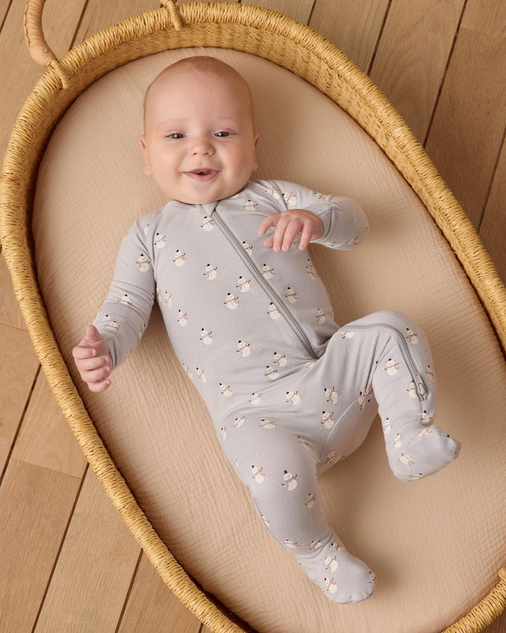 BAMBOO ZIP FOOTIE || SNOWMEN