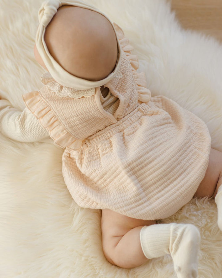RUFFLE BUBBLE ROMPER || ANTIQUE