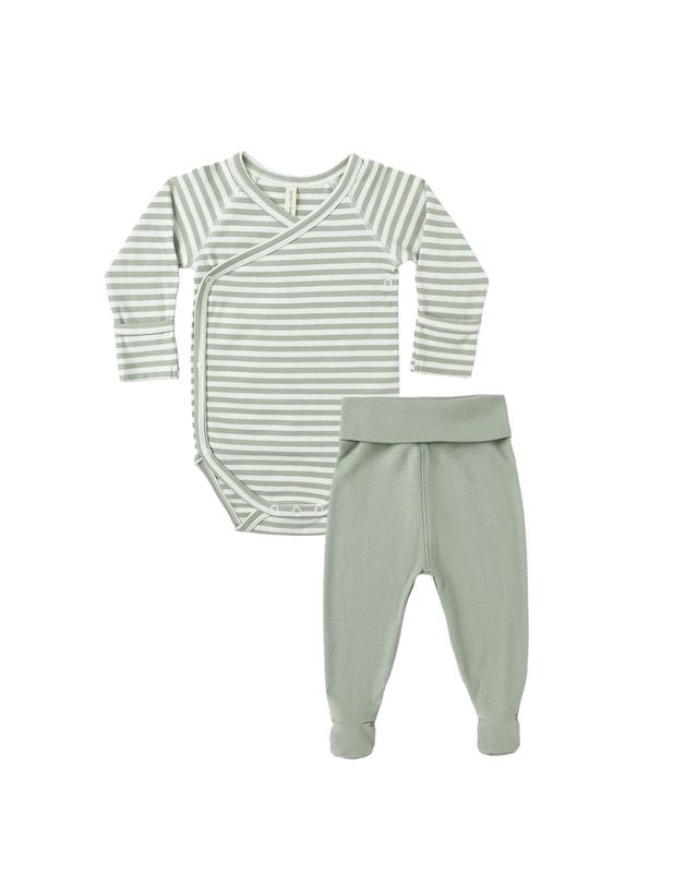 SIDE SNAP BODYSUIT + PANT SET || FERN STRIPE