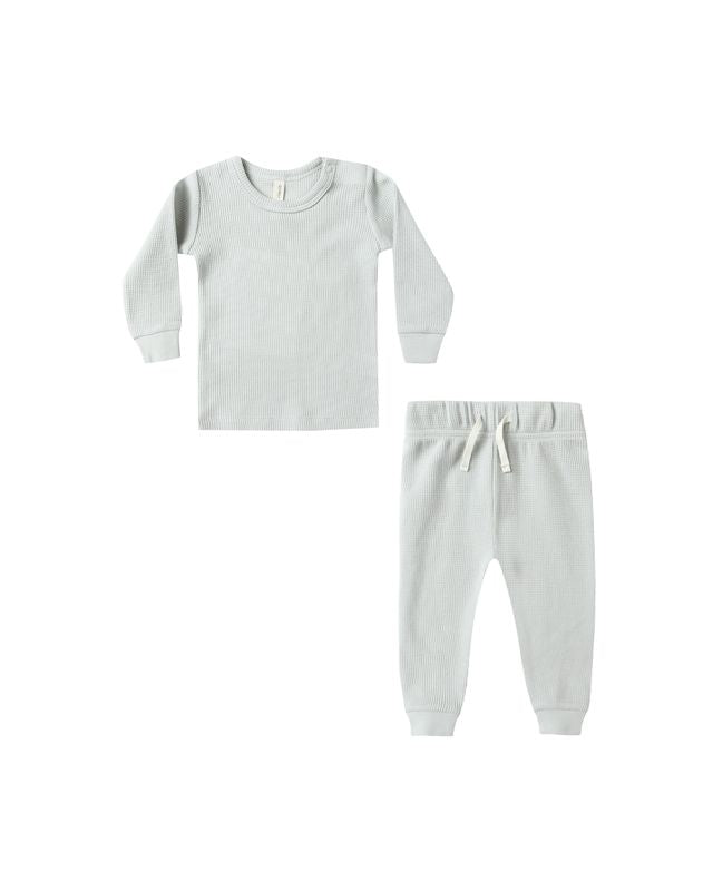 WAFFLE TOP + PANT SET || ICE BLUE