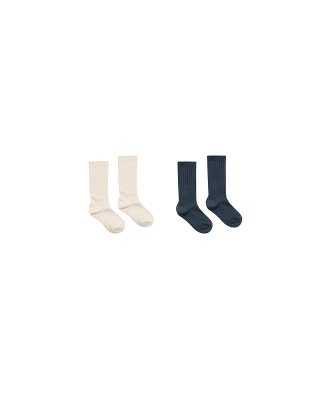 STRIPE SOCKS, 2-PACK || IVORY, NAVY