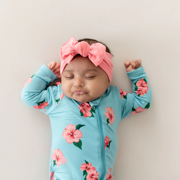 ZIPPERED FOOTIE || HIBISCUS