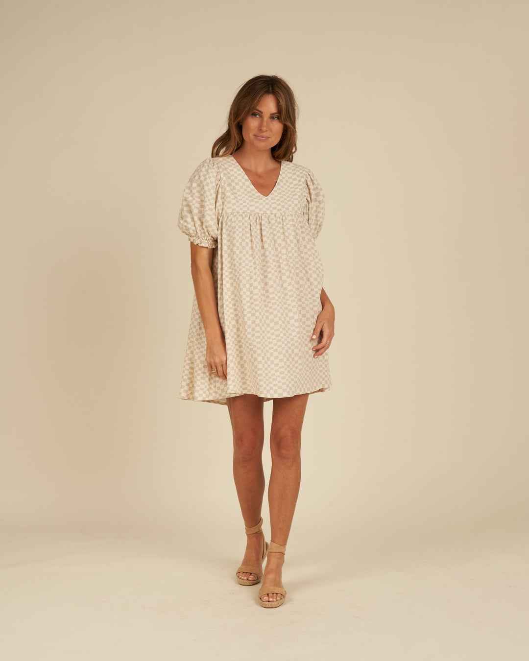JOLENE DRESS | DOVE CHECK