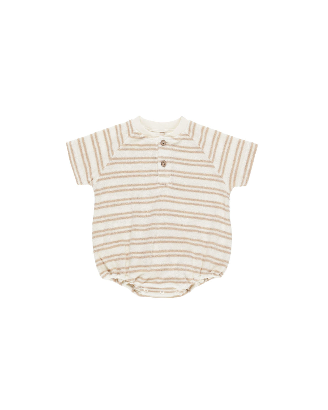 TERRY HENLEY ROMPER || OAT STRIPE