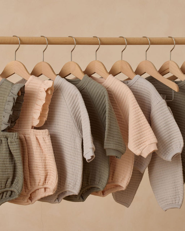 RUFFLE BUBBLE ROMPER || ANTIQUE