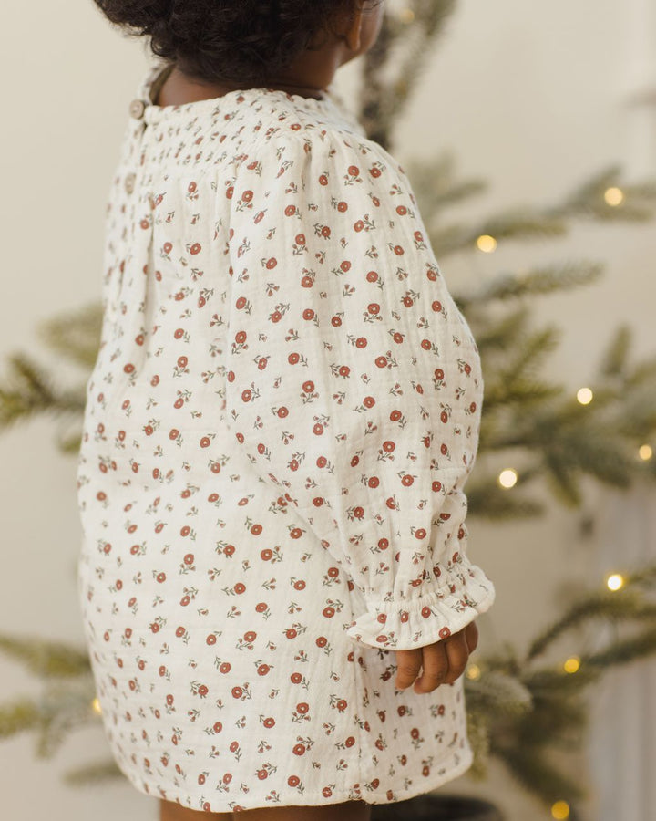 V SMOCKED DRESS || WINTER DITSY