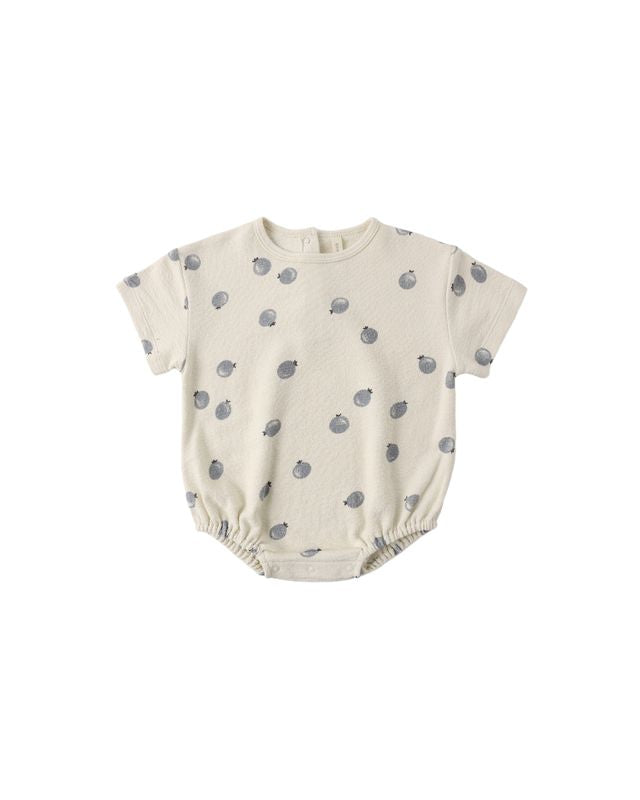 RELAXED SHORT SLEEVE BUBBLE ROMPER || BLUEBERRIES