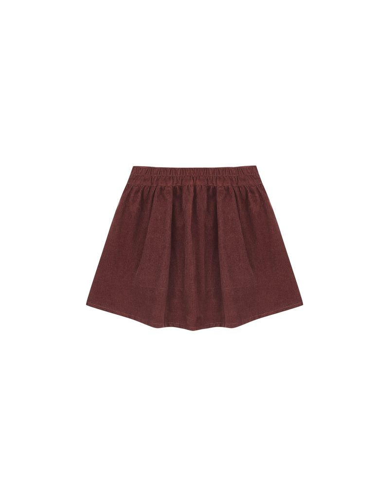 BUTTON FRONT MINI SKIRT || BURGUNDY