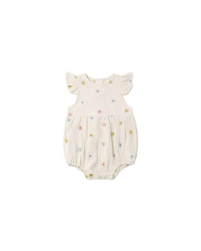 AMELIA ROMPER || EMBROIDERED DAISIES
