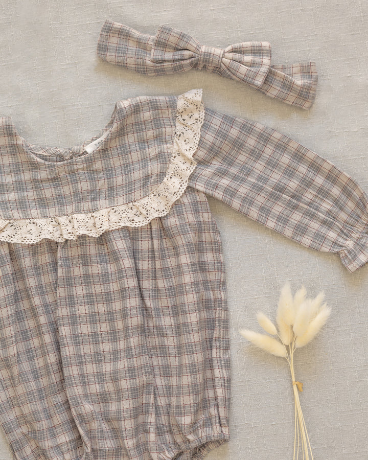 baby bow headband set || fall plaid, blue garden