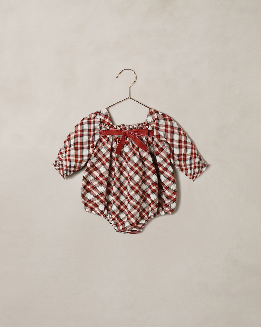 annette romper || holiday tartan