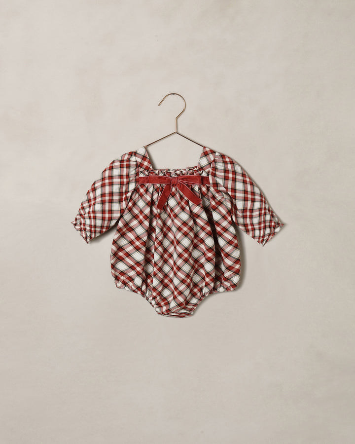 annette romper || holiday tartan