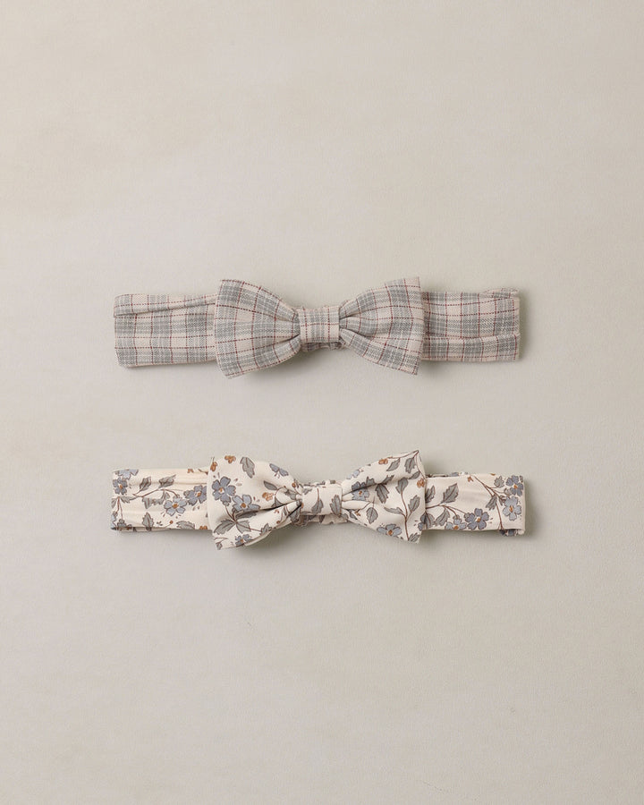 baby bow headband set || fall plaid, blue garden