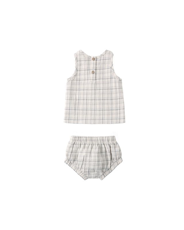 WOVEN TANK SET || BLUE PLAID