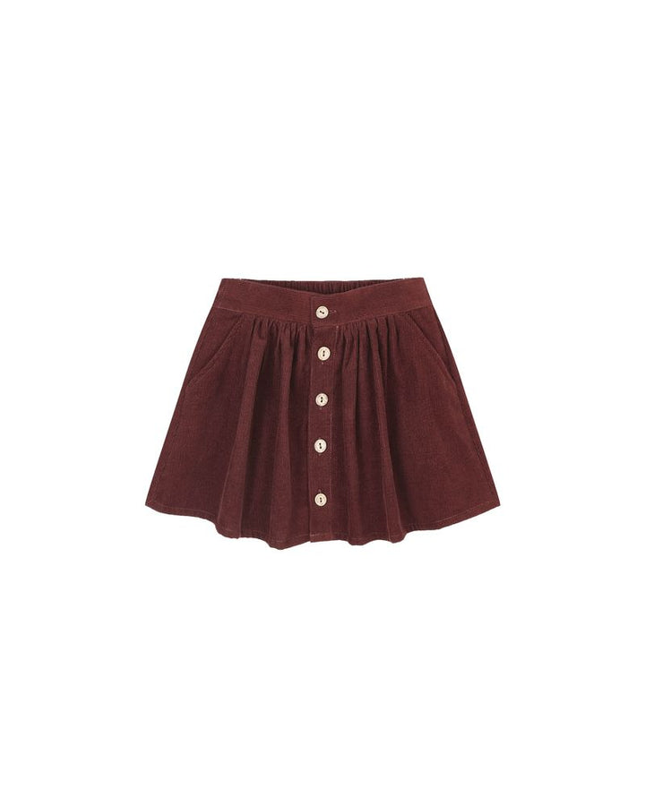 BUTTON FRONT MINI SKIRT || BURGUNDY