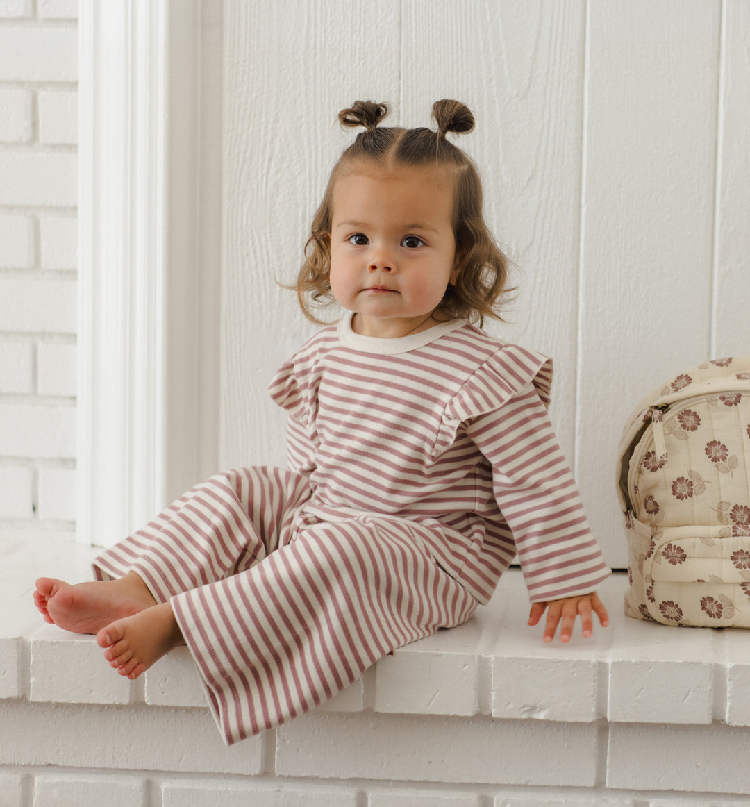 RUFFLE COZY SET || MULBERRY STRIPE
