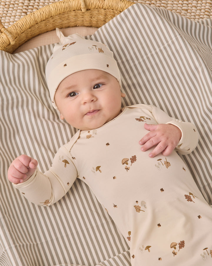 BAMBOO BABY GOWN + HAT SET || WOODLAND
