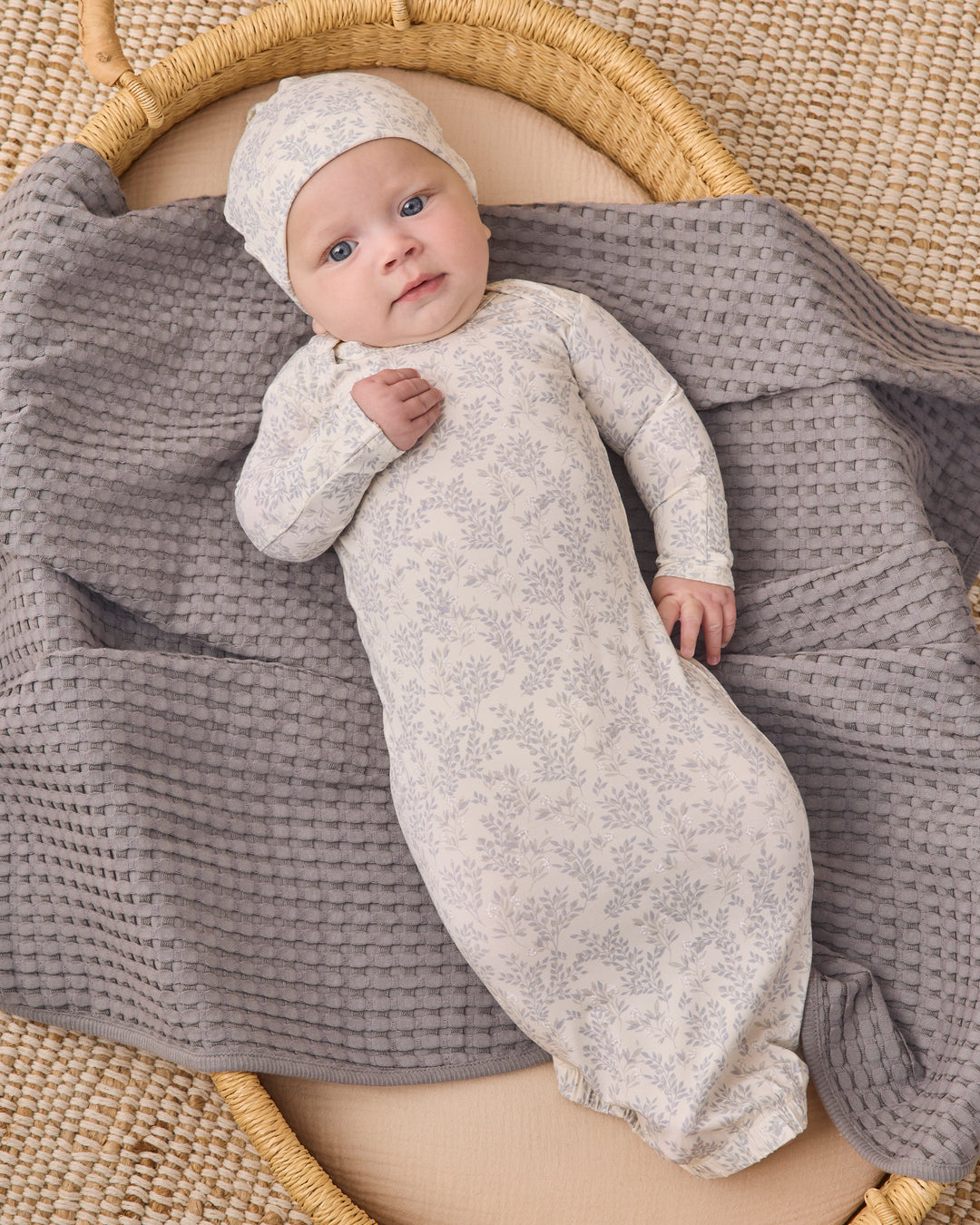 BAMBOO BABY GOWN + HAT SET || CLOUD FLORAL