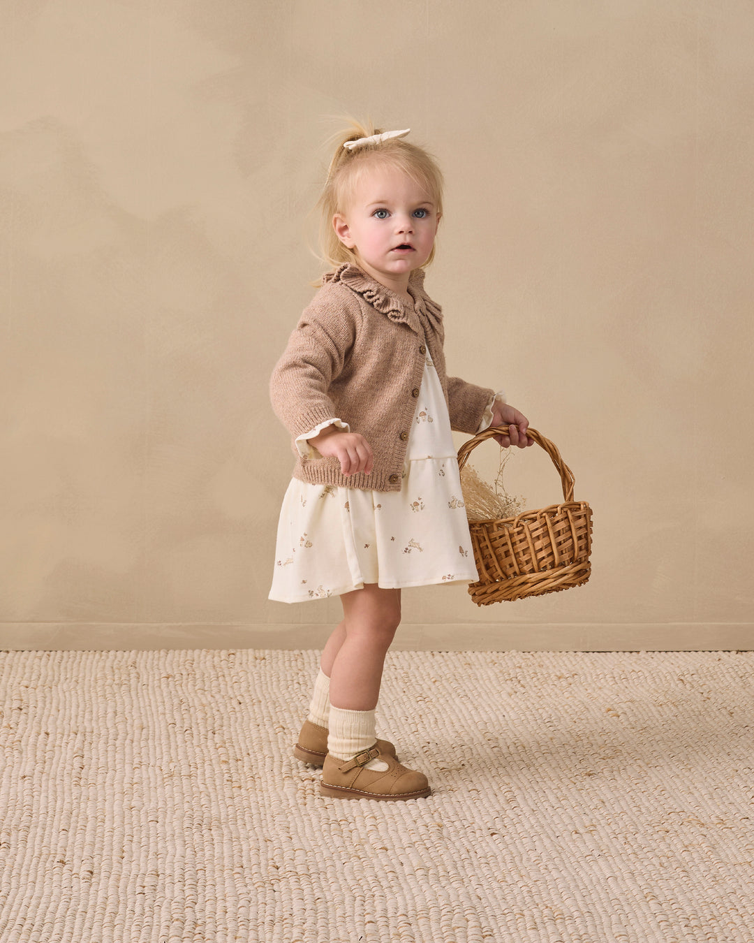 RUFFLE COLLAR CARDIGAN || HEATHERED ALMOND