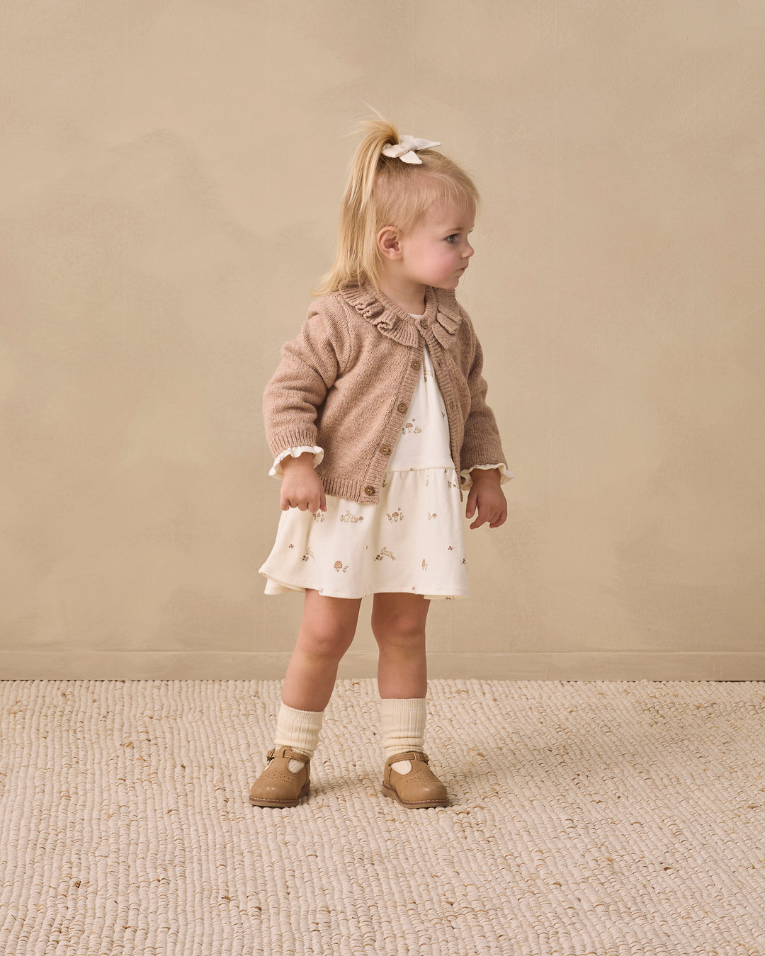 RUFFLE COLLAR CARDIGAN || HEATHERED ALMOND