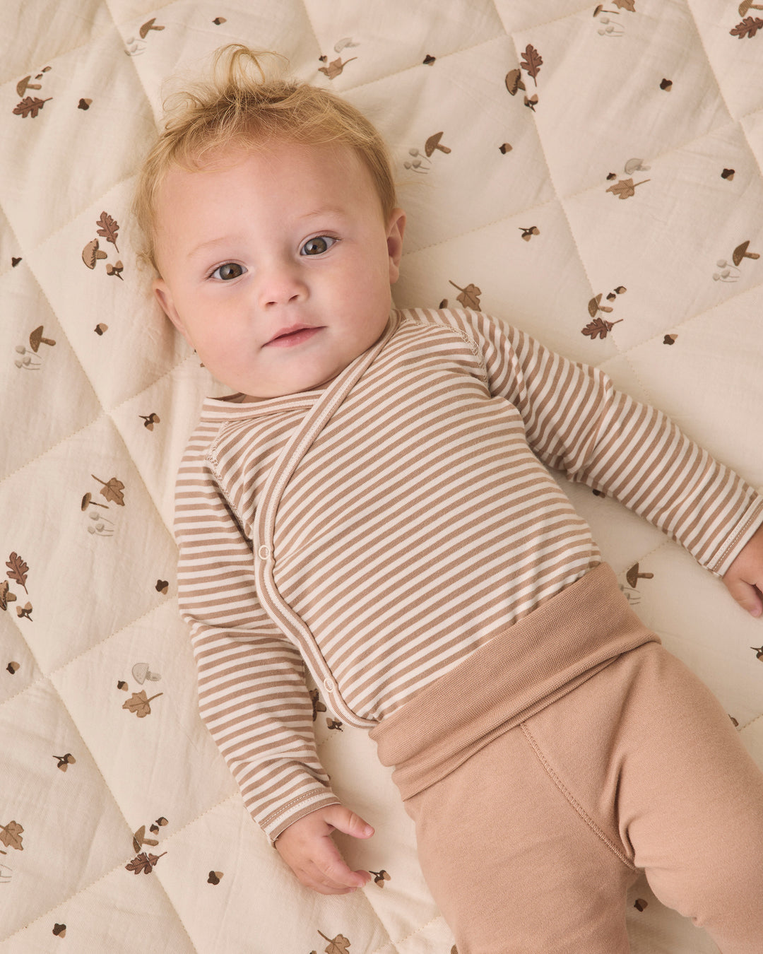 SIDE SNAP BODYSUIT + PANT SET || ALMOND STRIPE