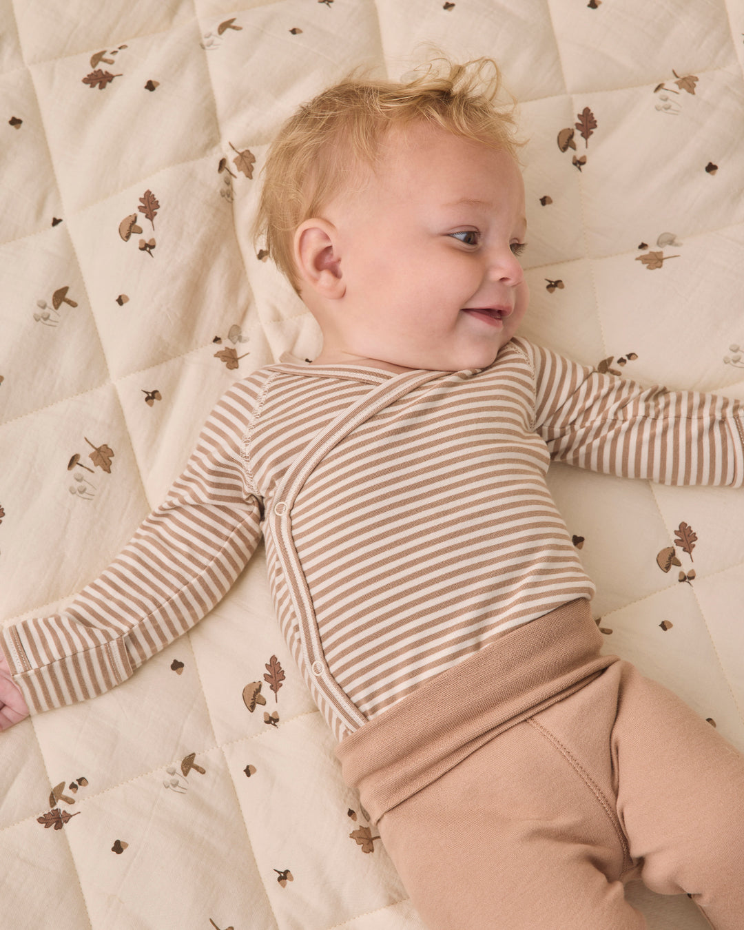SIDE SNAP BODYSUIT + PANT SET || ALMOND STRIPE