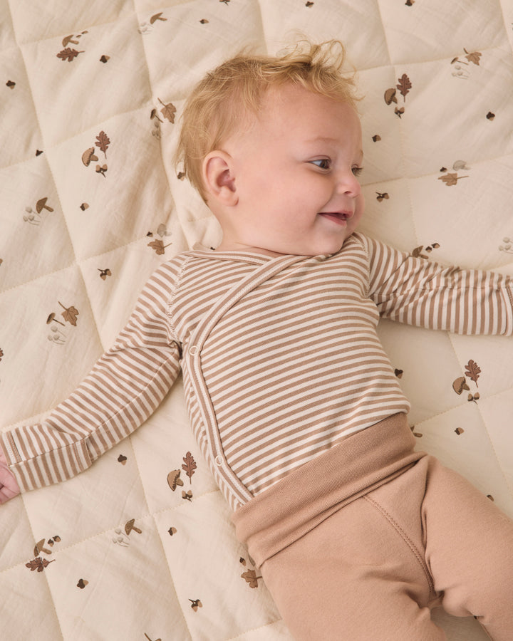 SIDE SNAP BODYSUIT + PANT SET || ALMOND STRIPE