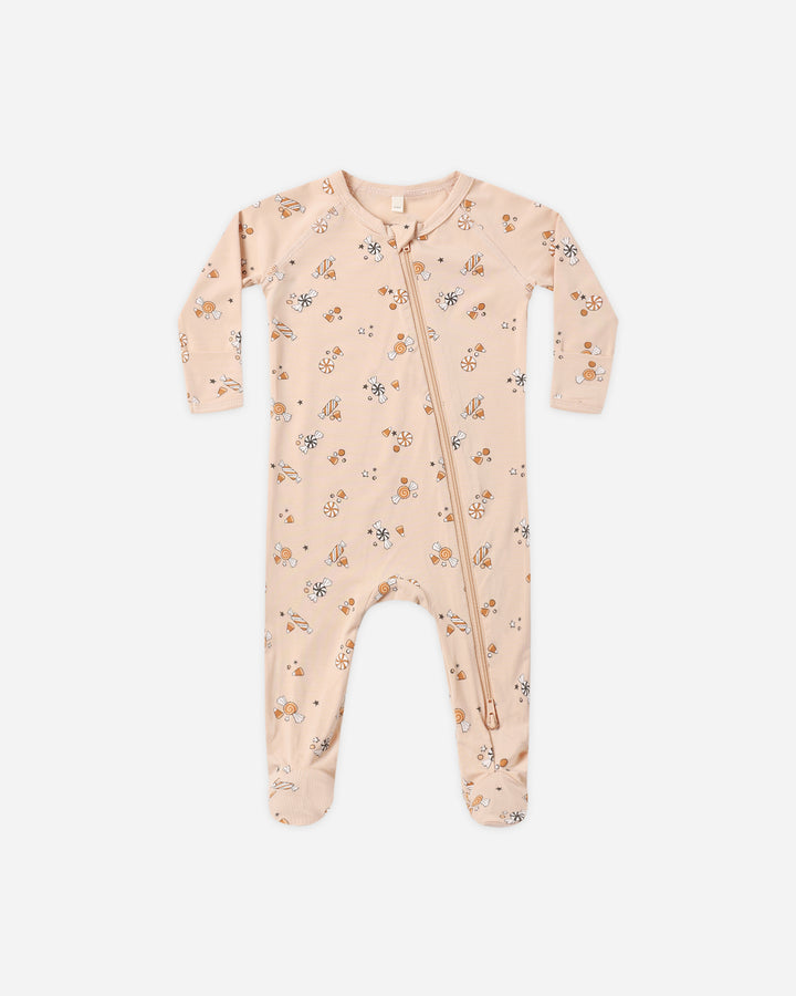 bamboo zip footie || candy
