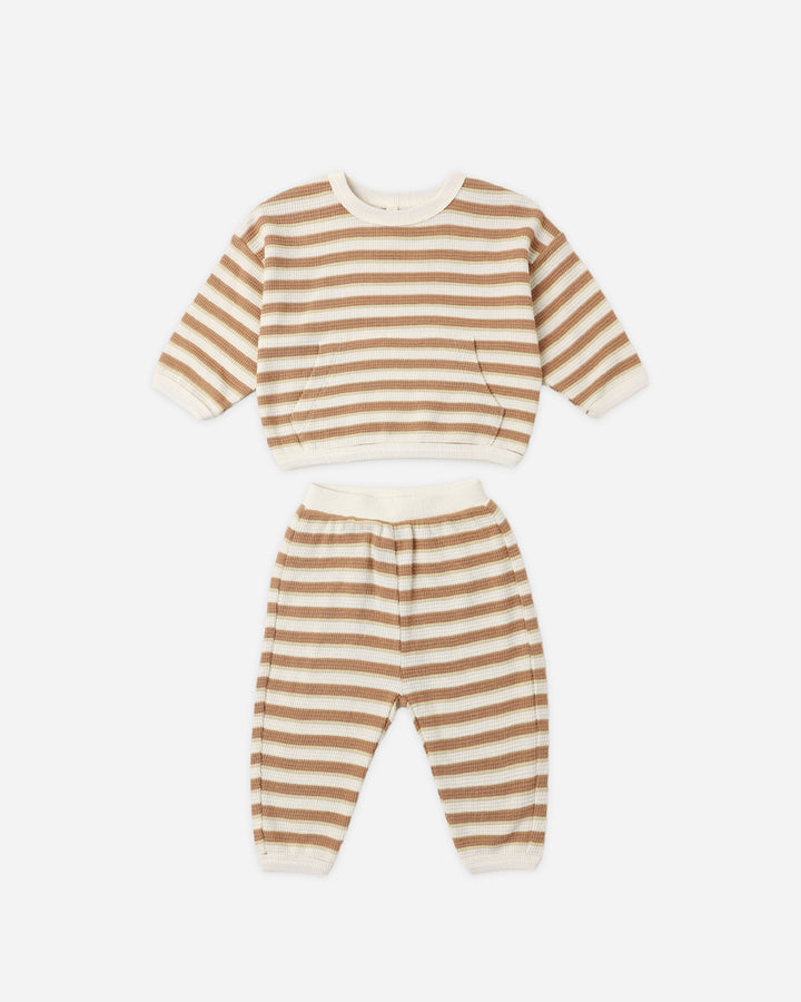 waffle slouch set || spice stripe