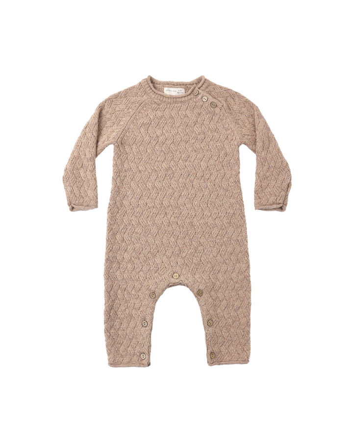 COZY HEATHER KNIT JUMPSUIT || HEATHERED ALMOND