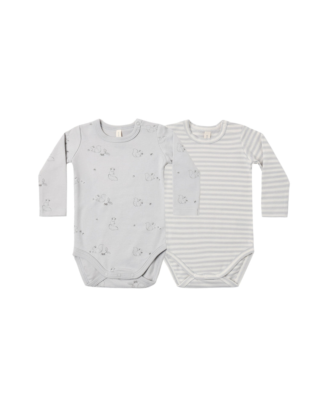 JERSEY BODYSUIT, 2 PACK || SQUIRREL, CLOUD STRIPE