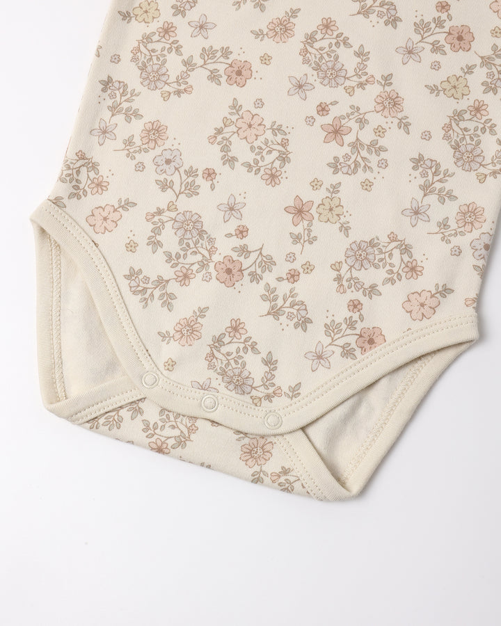 JERSEY BODYSUIT, 2 PACK || FLORAL VINE, DUSTY ROSE