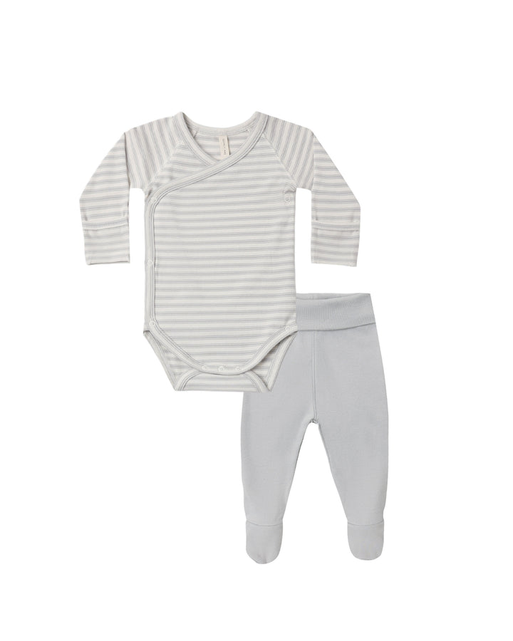 SIDE SNAP BODYSUIT + PANT SET || CLOUD STRIPE