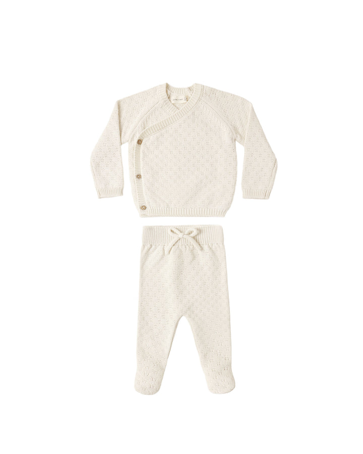 KNIT WRAP TOP + PANT SET || NATURAL