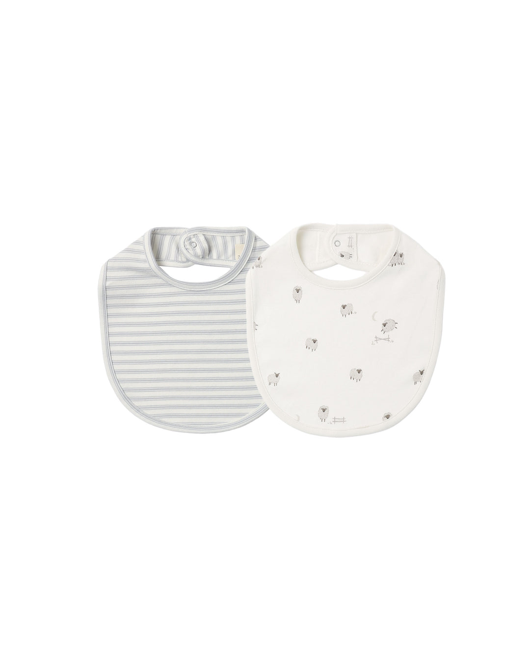 JERSEY SNAP BIB, 2 PACK || SHEEP, CLOUD STRIPE