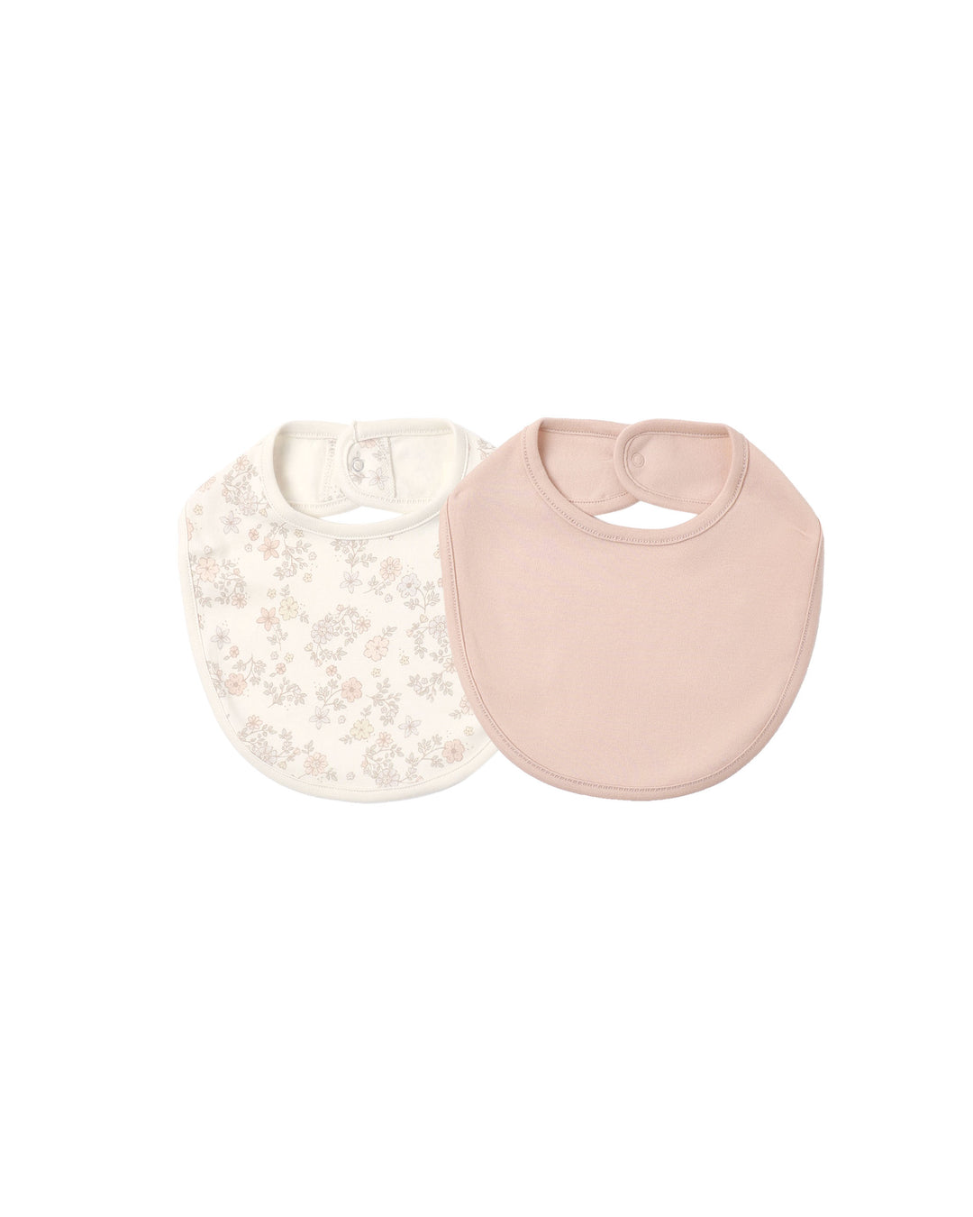 JERSEY SNAP BIB, 2 PACK || FLORAL VINE, DUSTY ROSE