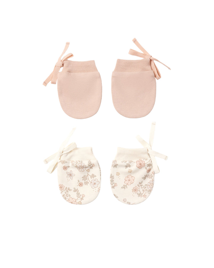 NO SCRATCH MITTENS, SET OF 2 || FLORAL VINE, DUSTY ROSE