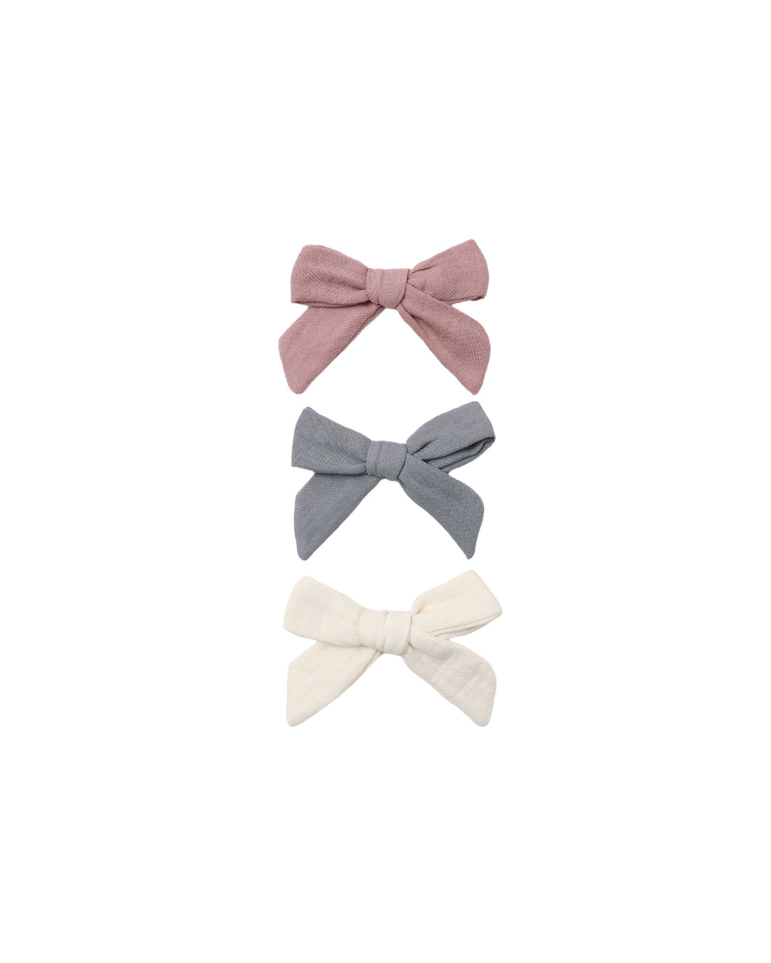 BOW W. CLIP, SET OF 3 || MULBERRY, SLATE, NATURAL
