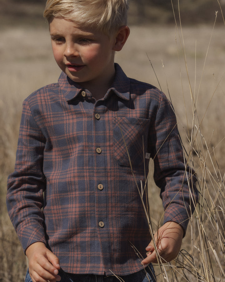 COLLARED LONG SLEEVE SHIRT || MIDNIGHT PLAID