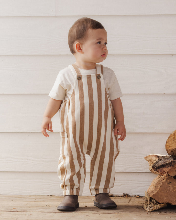 CARGO BABY OVERALL || FAWN PINSTRIPE
