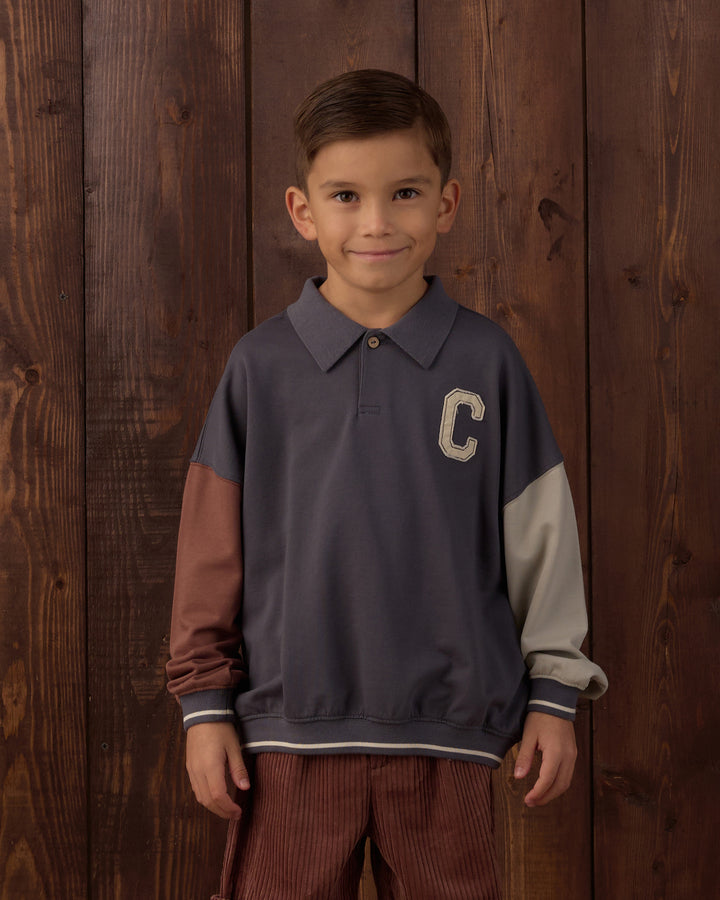 collared sweatshirt || color block